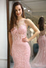 Load image into Gallery viewer, Pink Mermaid Long Corset Prom Dress With Appliques