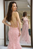 Load image into Gallery viewer, Pink Mermaid Long Corset Prom Dress With Appliques