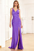 Load image into Gallery viewer, Purple Wedding Guest Dress with Slit