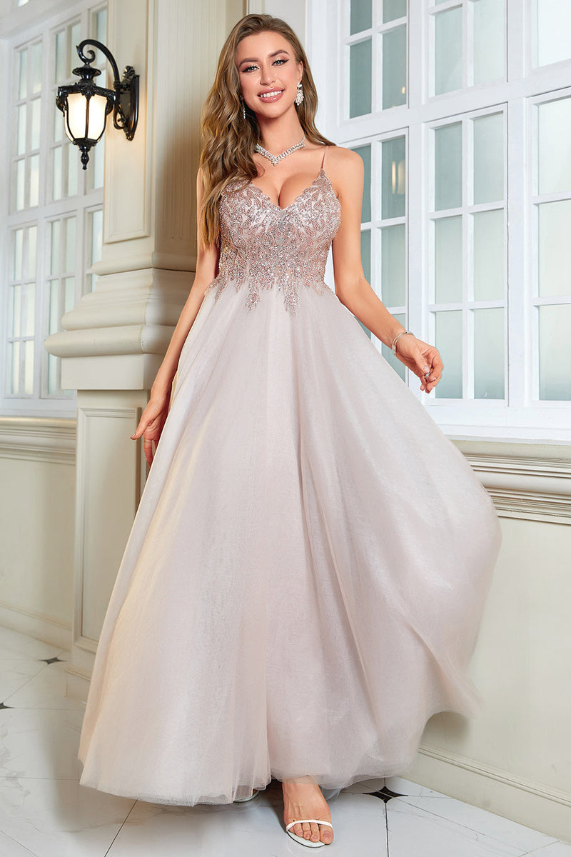 Light pink and silver prom outlet dress