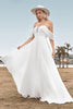 Load image into Gallery viewer, Off The Shoulder Ivory Boho Chiffon Ruched A Line Wedding Dress