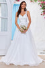 Load image into Gallery viewer, Simple Ivory Organza Scoop Neck Sweep Train A Line Wedding Dress