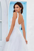 Load image into Gallery viewer, Simple Ivory Organza Scoop Neck Sweep Train A Line Wedding Dress