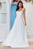 Load image into Gallery viewer, Ivory Scoop Neck Boho Simple Wedding Dress with Lace